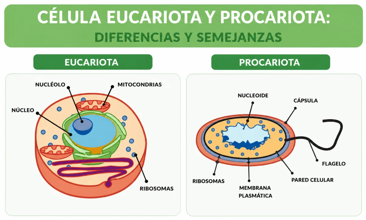 Diferencia entre célula eucariota y procariota: características, semejanzas y diferencias