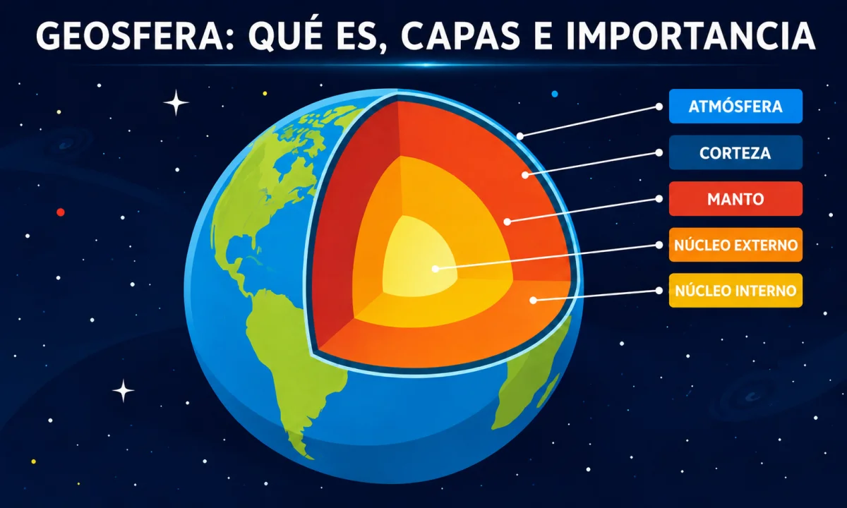 Qué es la geosfera y cuáles son sus componentes, capas y partes