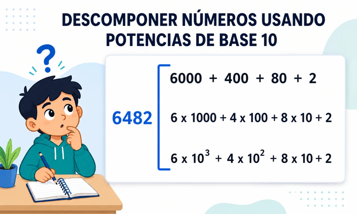 Descomponer un número en una suma de potencias de base 10: explicación y ejemplos