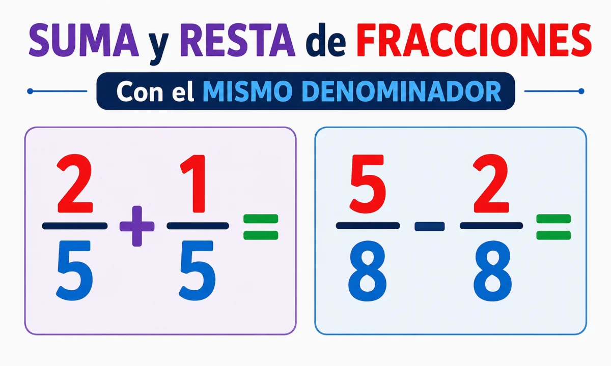 Suma y resta de fracciones de igual denominador: ejemplos y ejercicios