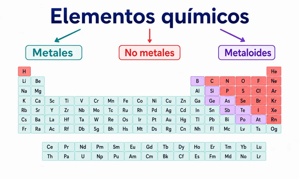Clasificación de los metales en la tabla periódica: grupos y características