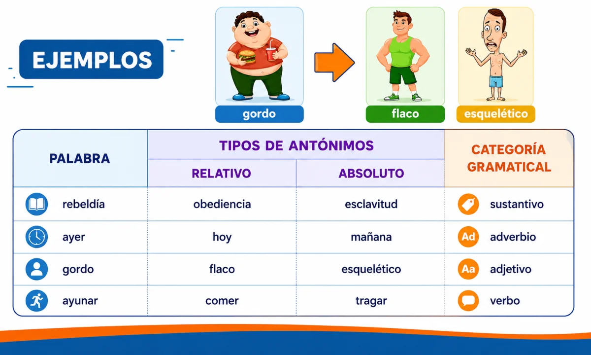 Clases de antónimos según su significado y su forma