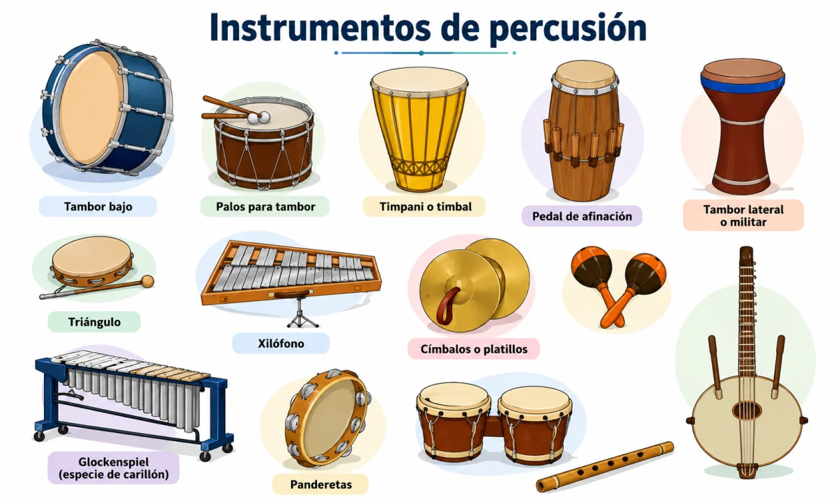 Instrumentos musicales de percusión: tipos, características y ejemplos