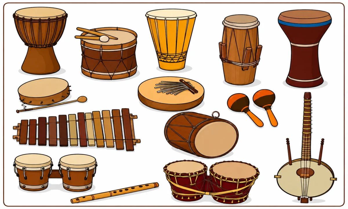 Lista con instrumentos musicales africanos: nombres y características