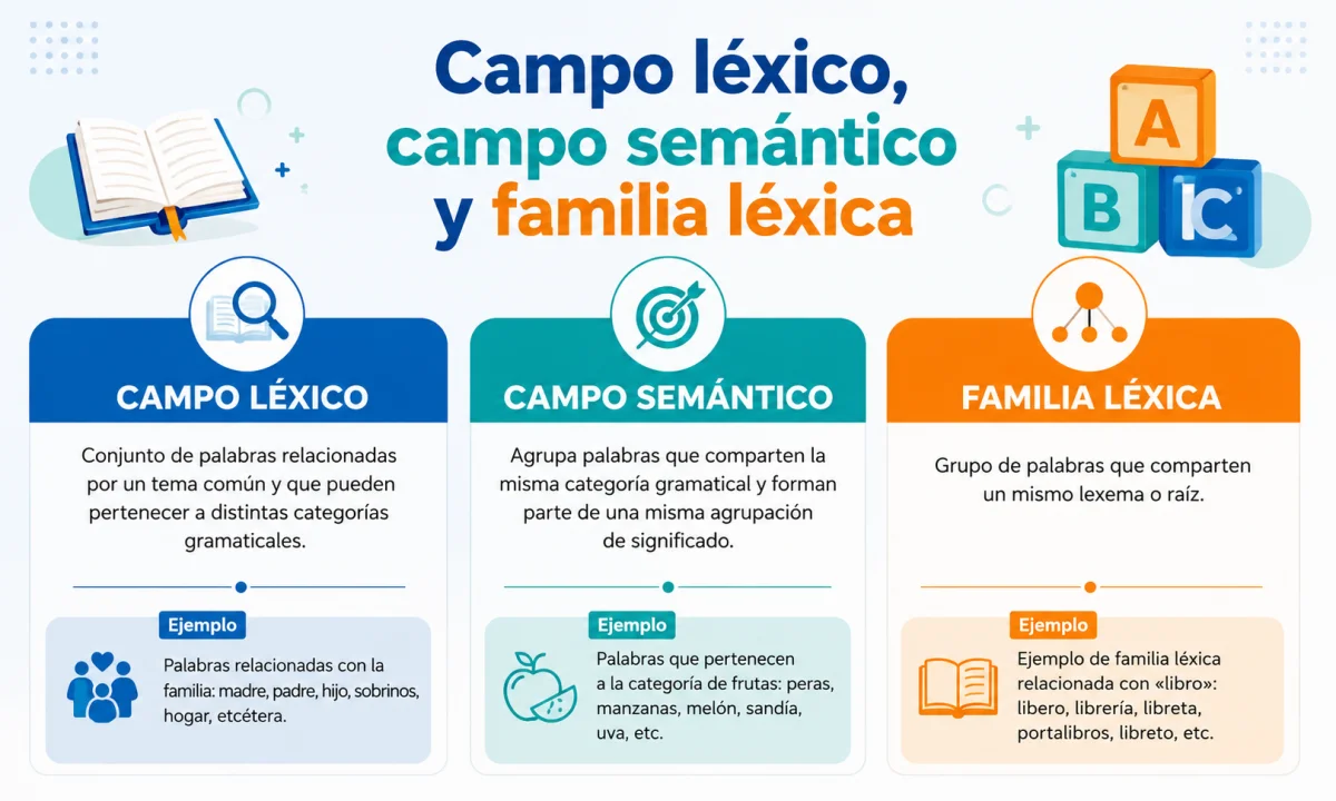 Campo léxico, campo semántico y familia léxica: diferencias y ejemplos