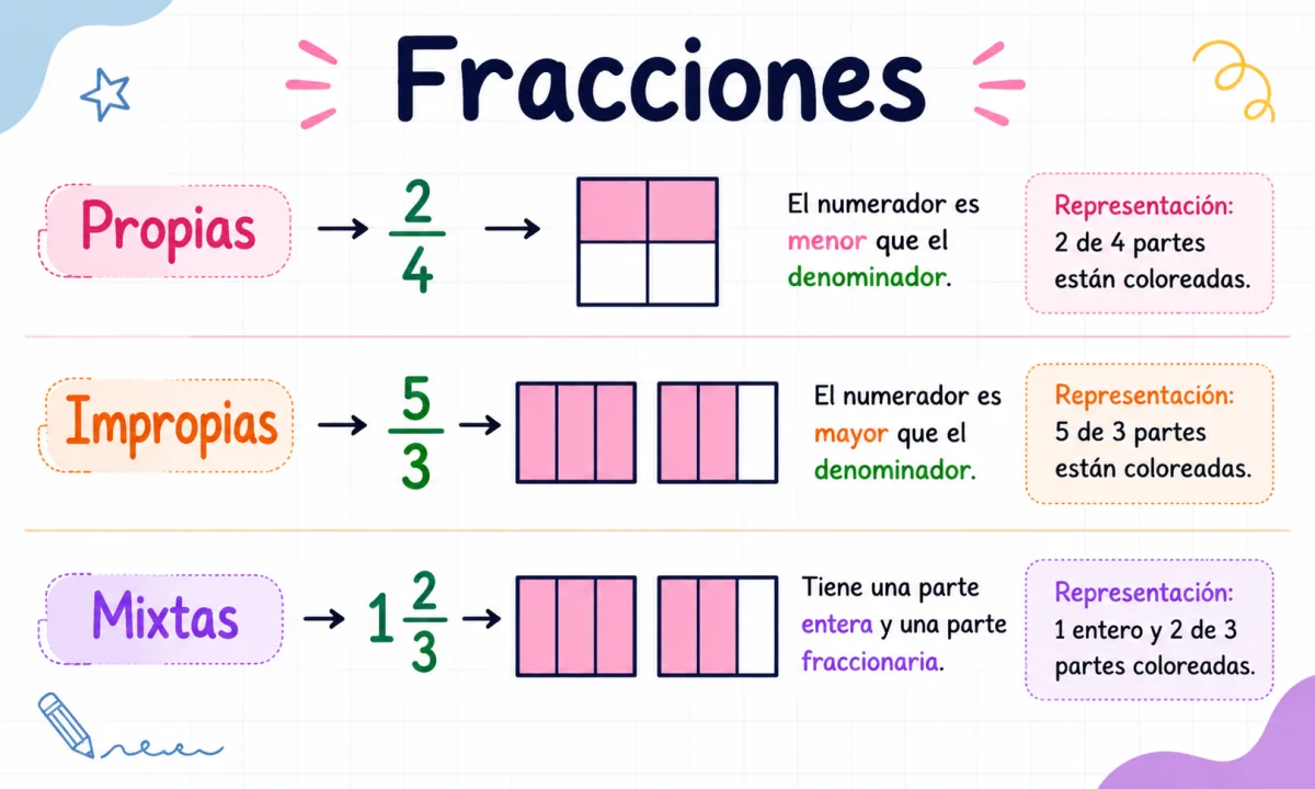 Fracciones propias o impropias: cómo diferenciarlas