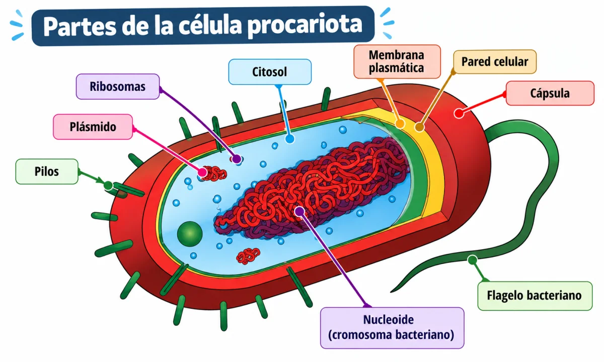 Partes de la célula procariota y sus funciones