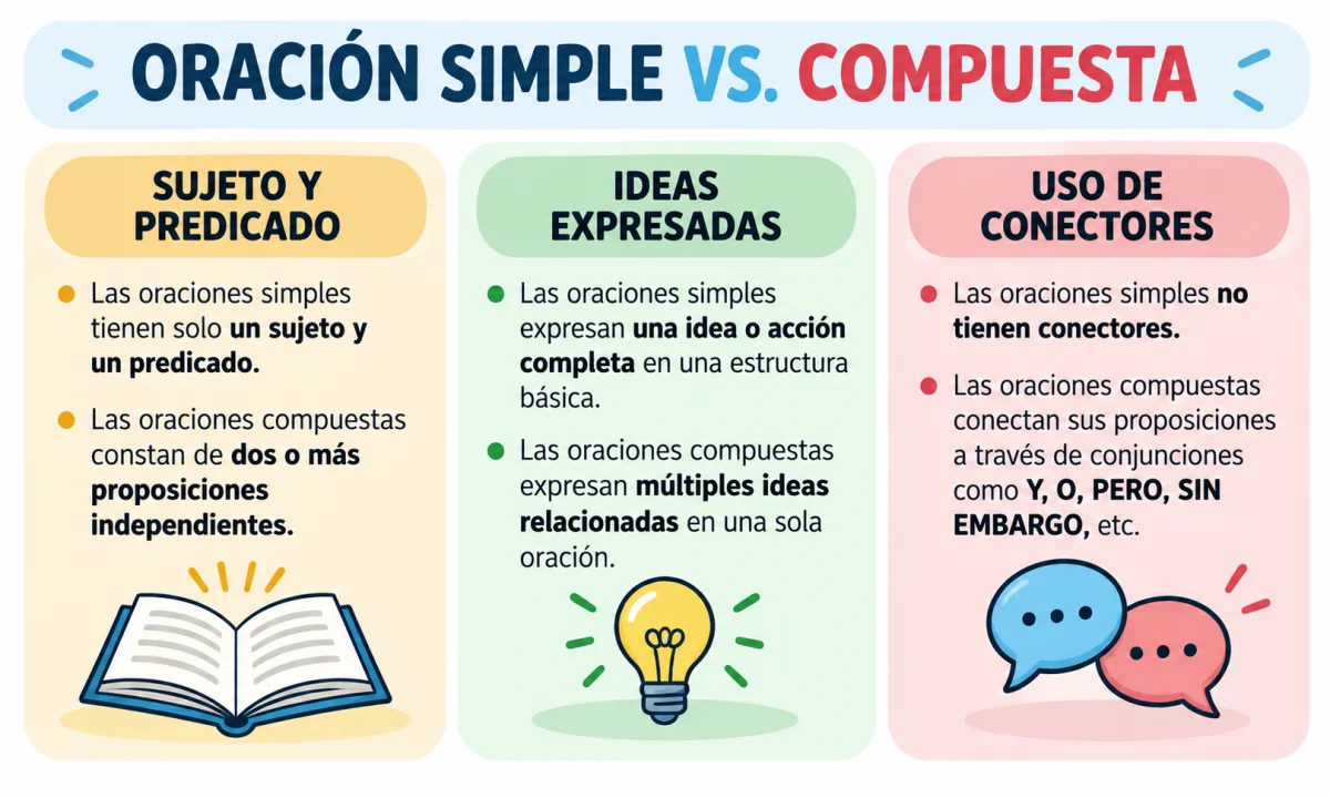 Diferencia entre la oración simple y la oración compuesta: características y ejemplos