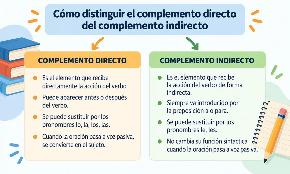 Trucos para diferenciar el complemento directo y el complemento indirecto