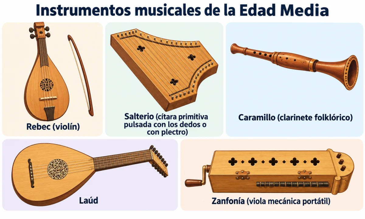 Instrumentos musicales de la Edad Media: tipos y características