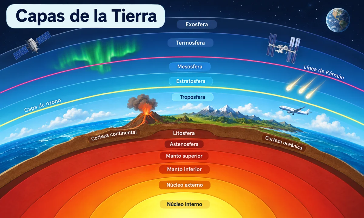 Las partes de la Tierra: capas internas y externas explicadas