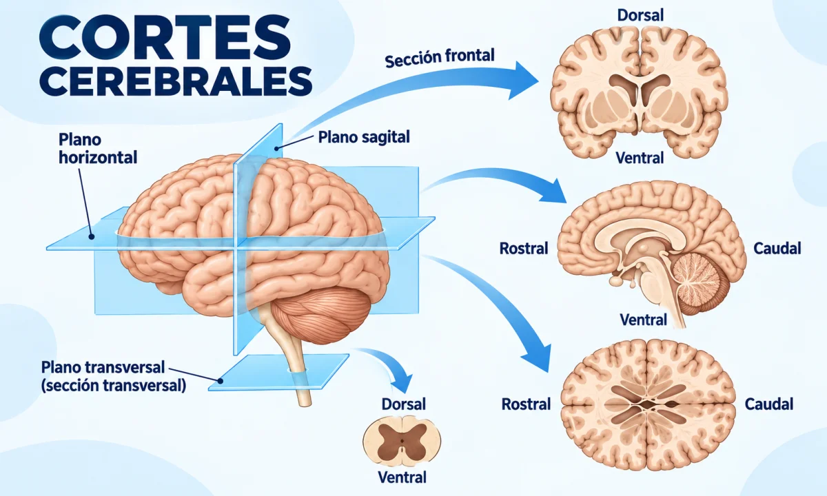 Planos de corte del cerebro: orientación, ejes y principales estructuras