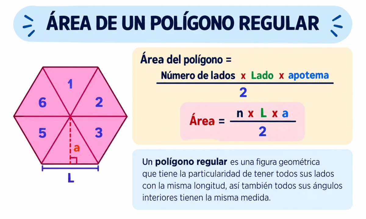 Área de un polígono regular: fórmula, elementos y ejercicios resueltos