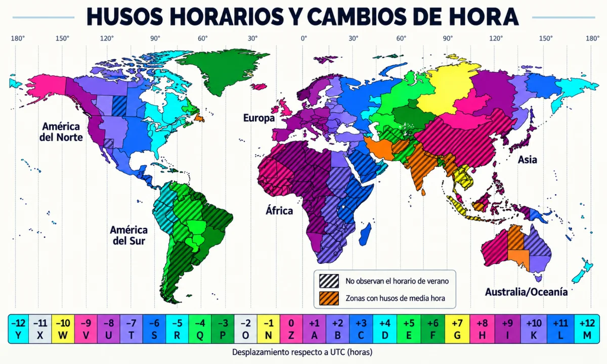 Por qué en el mundo hay diferentes horarios: husos horarios y cambios de hora