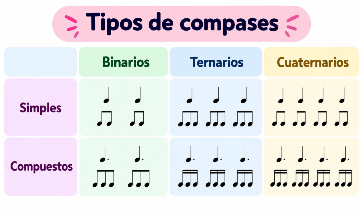 Qué es un compás musical y cuáles son sus tipos