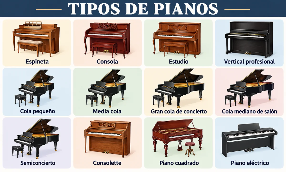 Tipos de pianos: acústicos, digitales, teclados y controladores MIDI