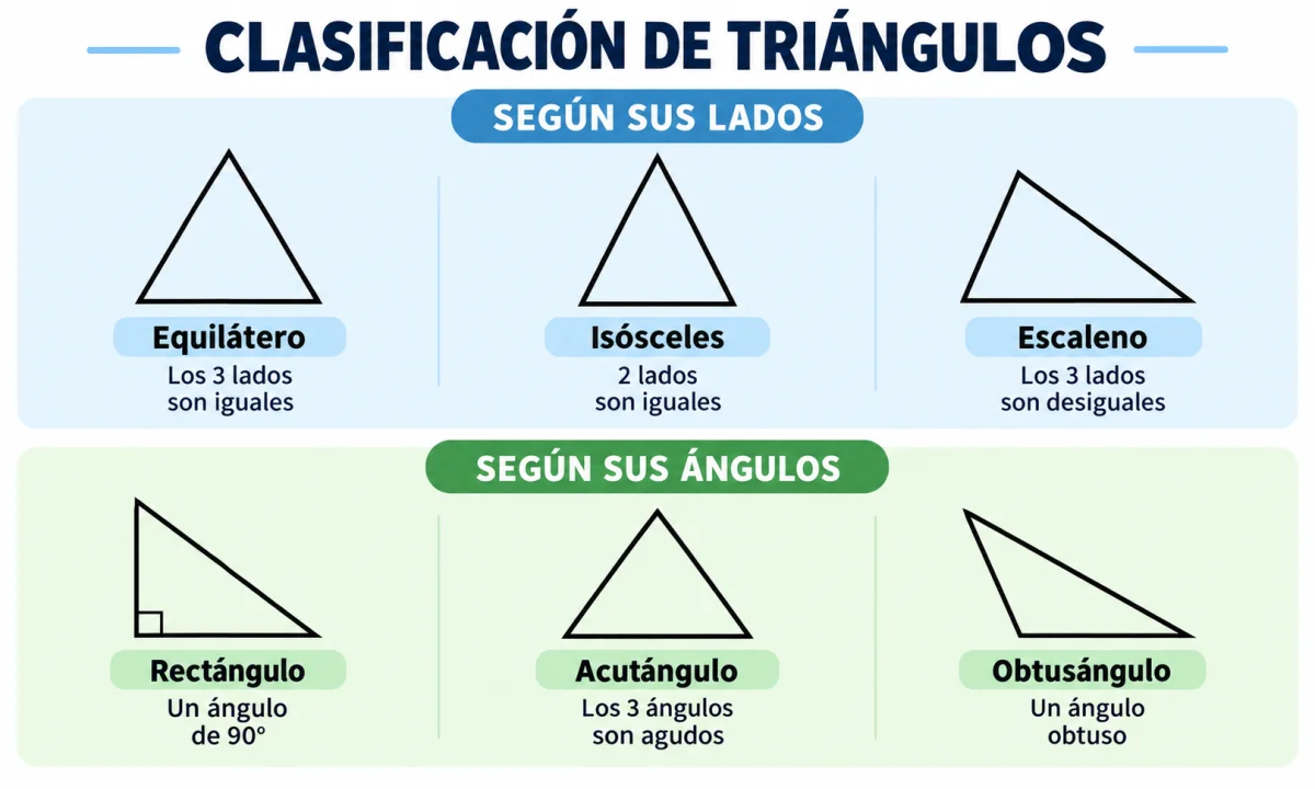 Clasificación de los triángulos para niños: tipos según sus lados y ángulos