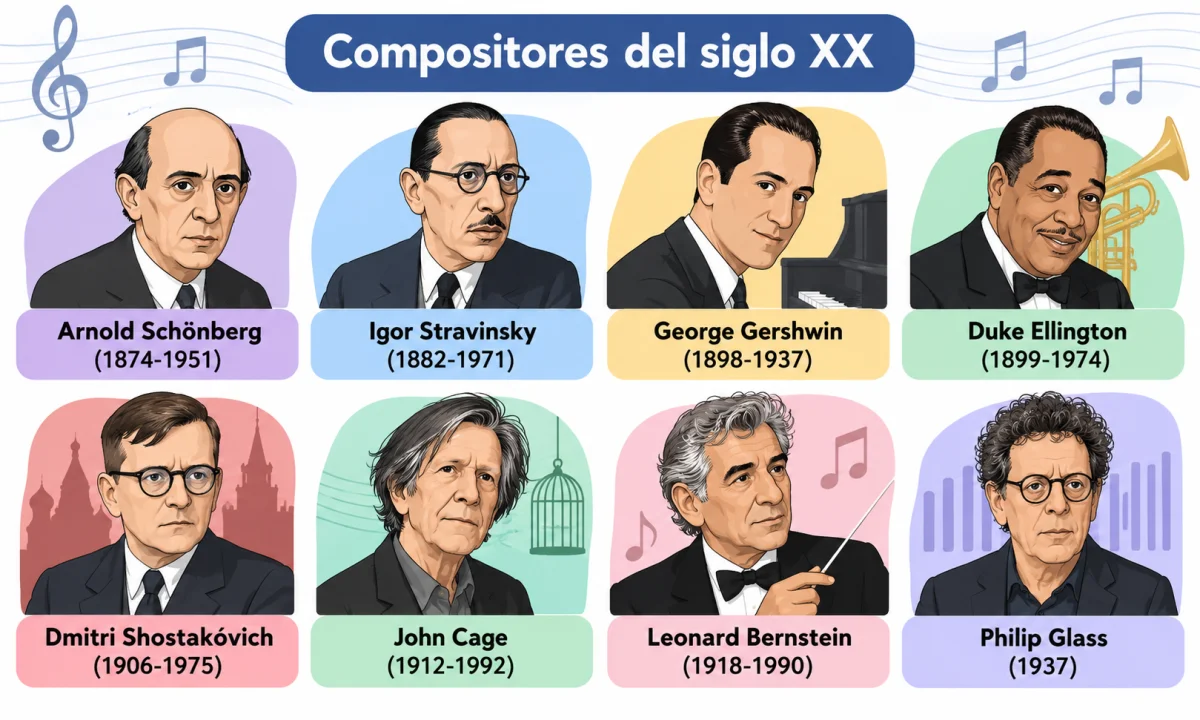 Compositores del siglo XX: autores y características de su música