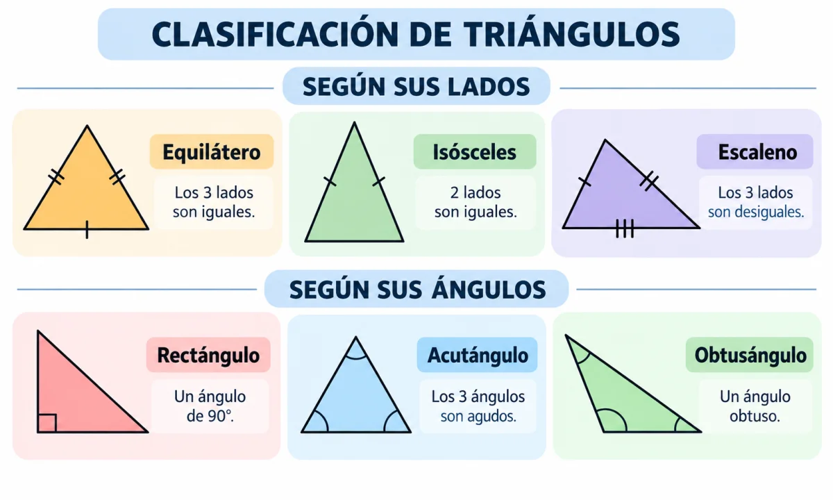 Tipos de triángulos y sus ángulos: clasificación y ejemplos