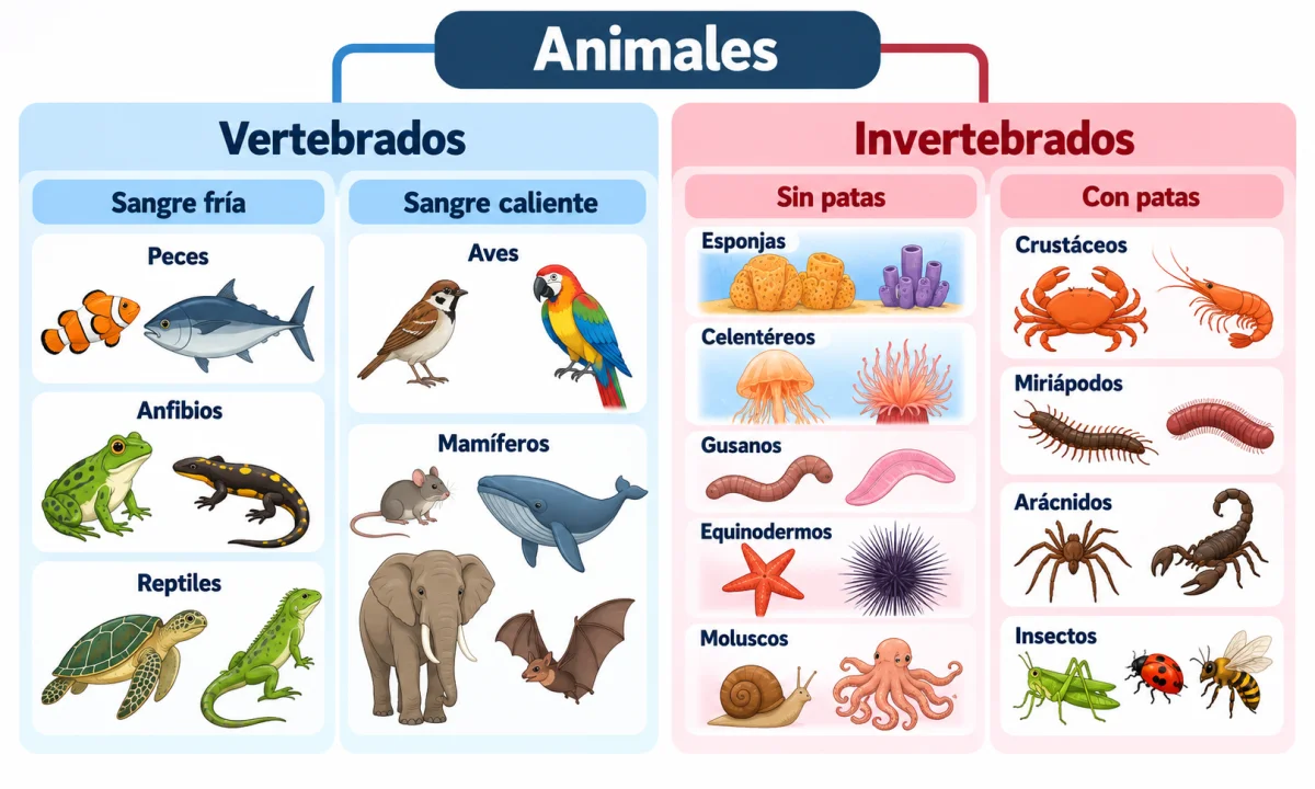 Vertebrados e invertebrados: diferencias, similitudes y ejemplos