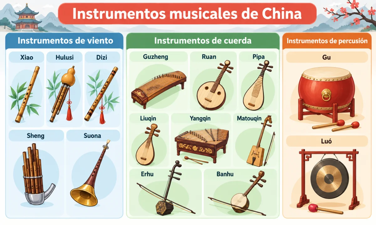 Instrumentos musicales de China: tipos y características