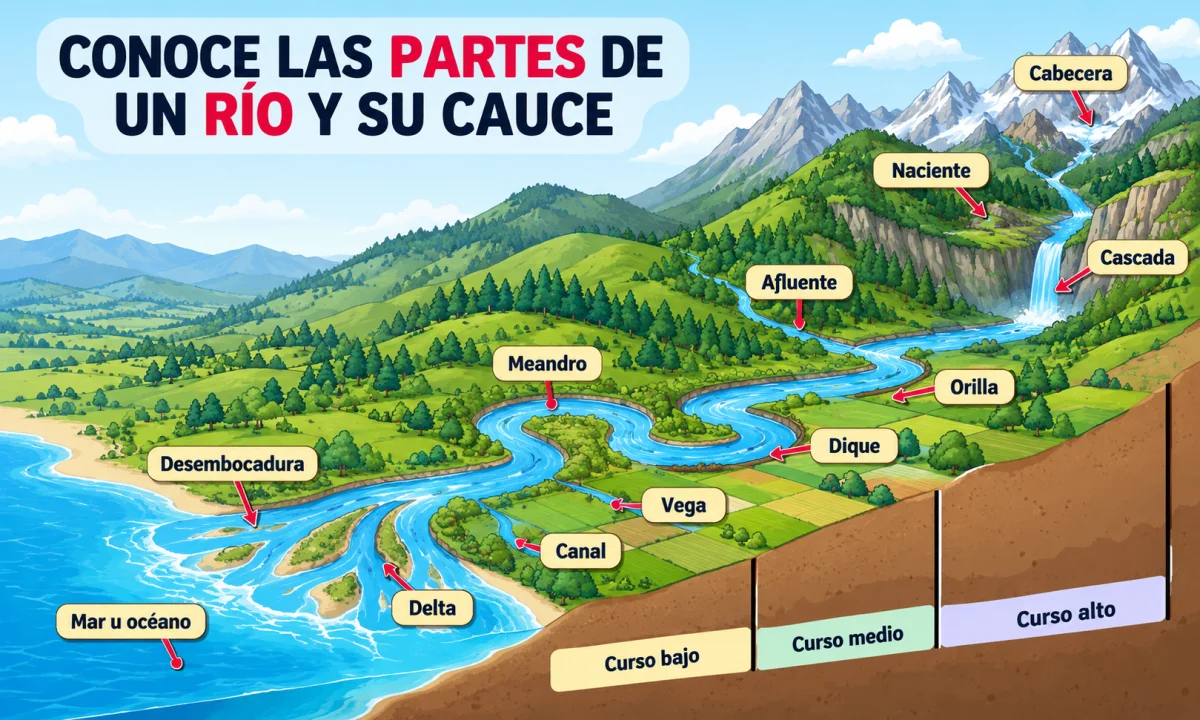 Partes del río y sus características: cursos y tipos
