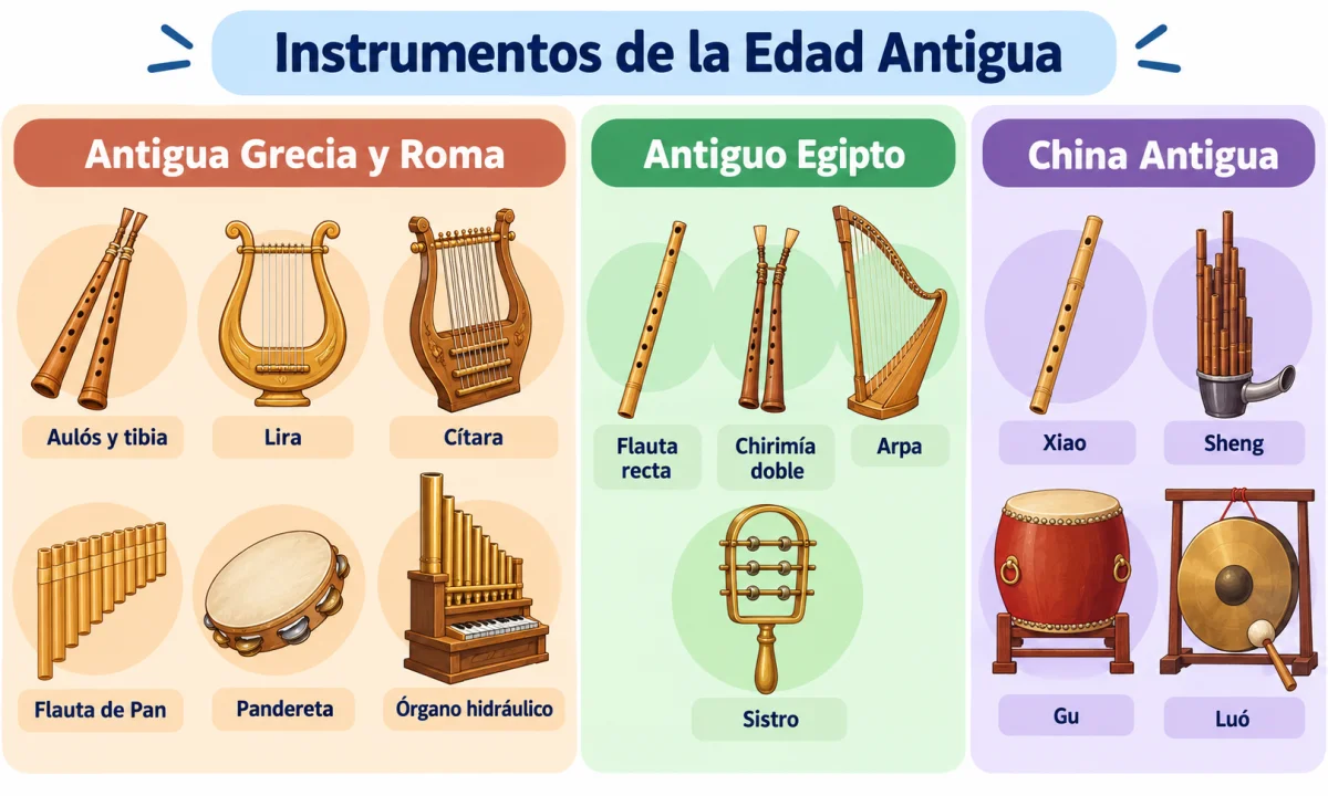 Instrumentos de la Edad Antigua: características y ejemplos