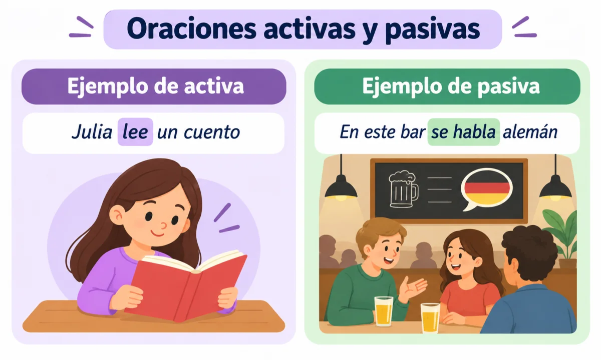 Oraciones activas y pasivas: diferencias, tipos y ejemplos
