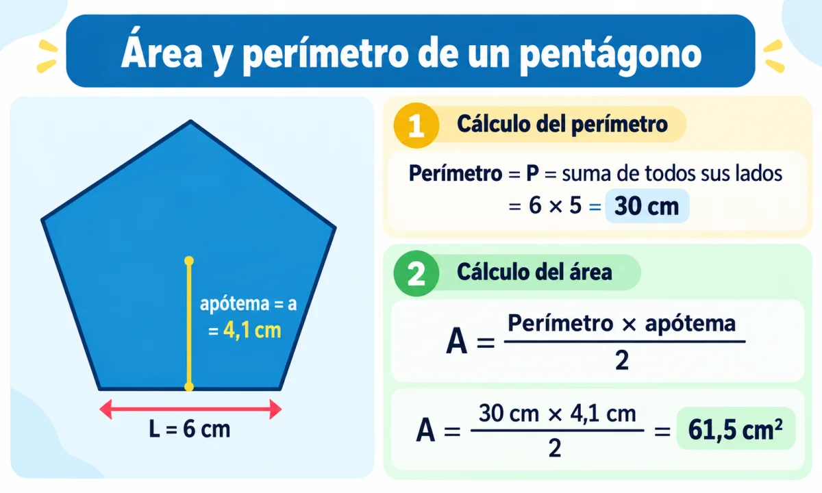 Cómo sacar el área de un pentágono regular paso a paso
