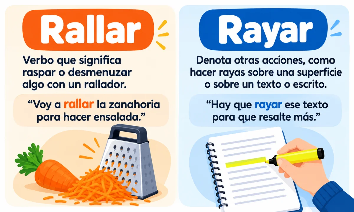Ejemplos de oraciones con RALLAR y RAYAR: diferencias y usos